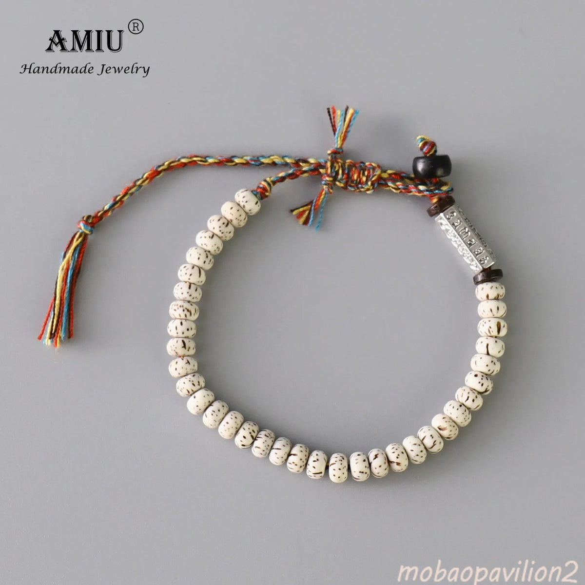 Natural Bodhi Beads Tibetan Buddhist Braided Cotton Thread LuckKnots Bracelet