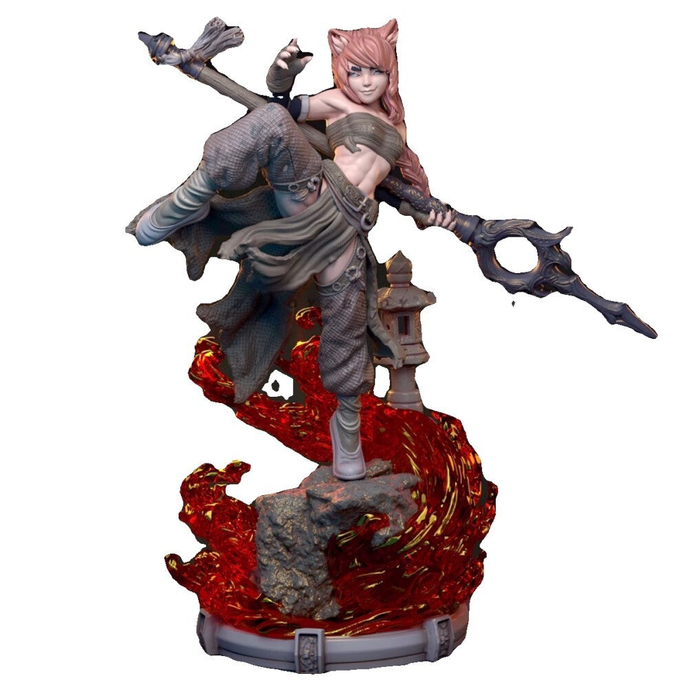 1/24 resin figure model kit Fantasy Martial Arts Girl 3D Printing Unassembled