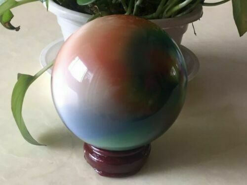 hot Cat's Eye 60-100MM Crystal Ball Orb Sphere display-multicolor + Stand