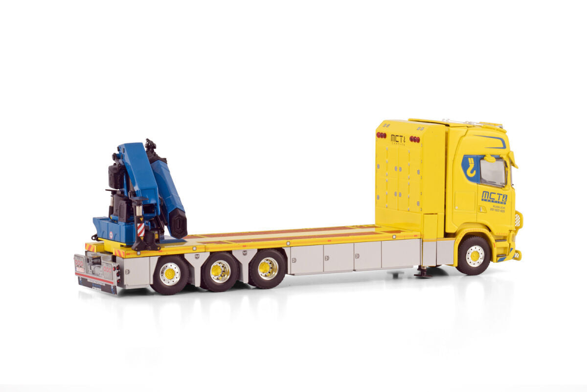 1:50 WSI MCT SCANIA S CS20H 8X4 RIGED FLAT BED TRUCK LOADER CRANE Diecast Model
