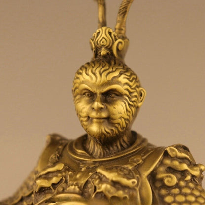 15'' Purple Bronze Gold Monkey King Dragon Sun Wukong Statue