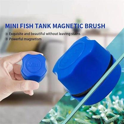 Blue Mini Fish Tank Magnetic Brush Aquarium Cleaning Glass Scraper Cleaner ff