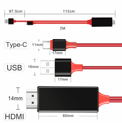 Red Type C Phone to HDMI HDTV TV Cable Adapter For Galaxy Note 8/9/10/20 Ultra +