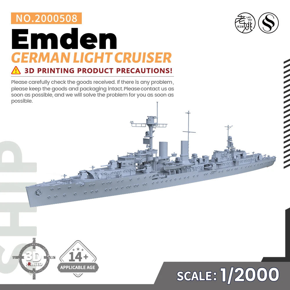 SSMODEL SS2000508 1/2000 Military Model Kit German EmdeLight Cruiser