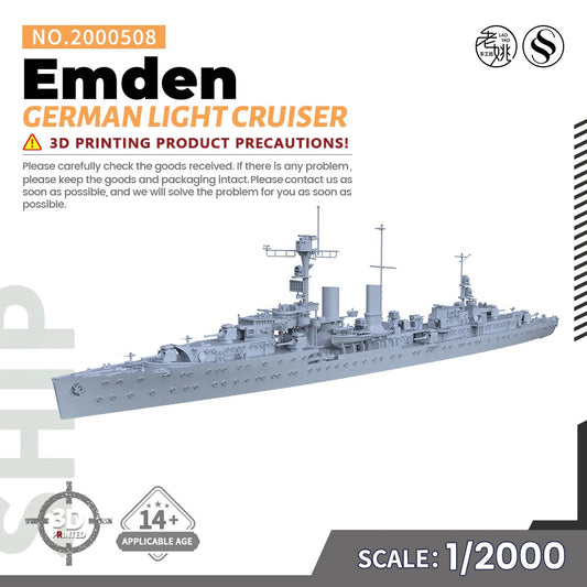 SSMODEL SS2000508 1/2000 Military Model Kit German EmdeLight Cruiser