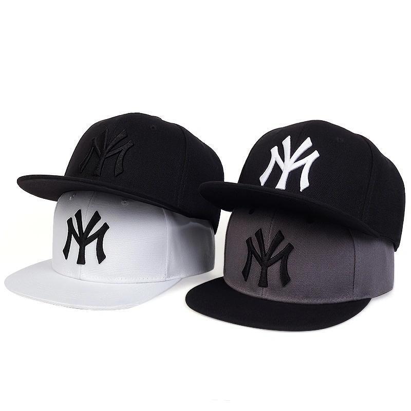 Men Snapback Hat Trucker Style Flat Brim Baseball Cap Solid Plain Hats Ny La