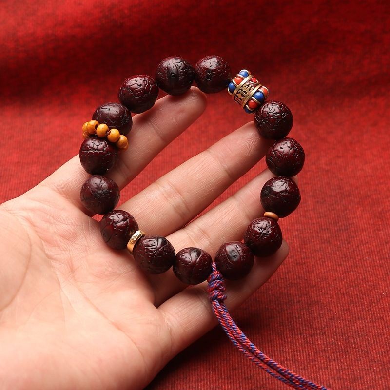 Nepal Phoenix Eye Mala 15mm Jadeized Skin Prayer Beads Bracelet