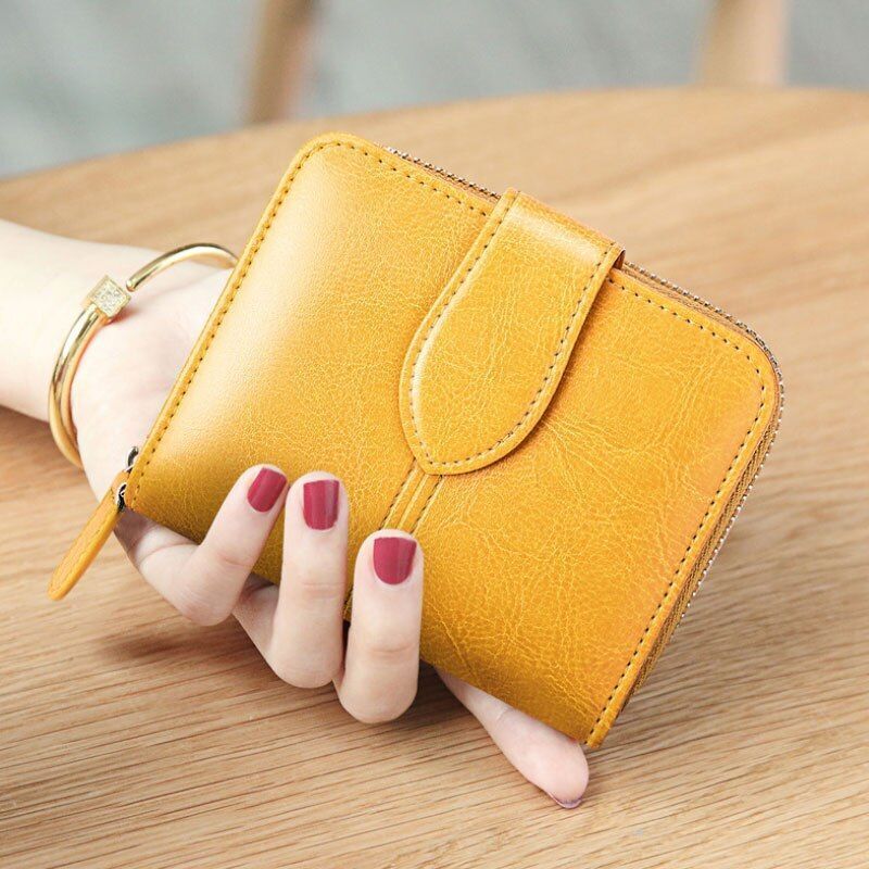 Leather Wallet Women Short Mini Clutch Purse Coin Pocket Credit Card Holder Bag