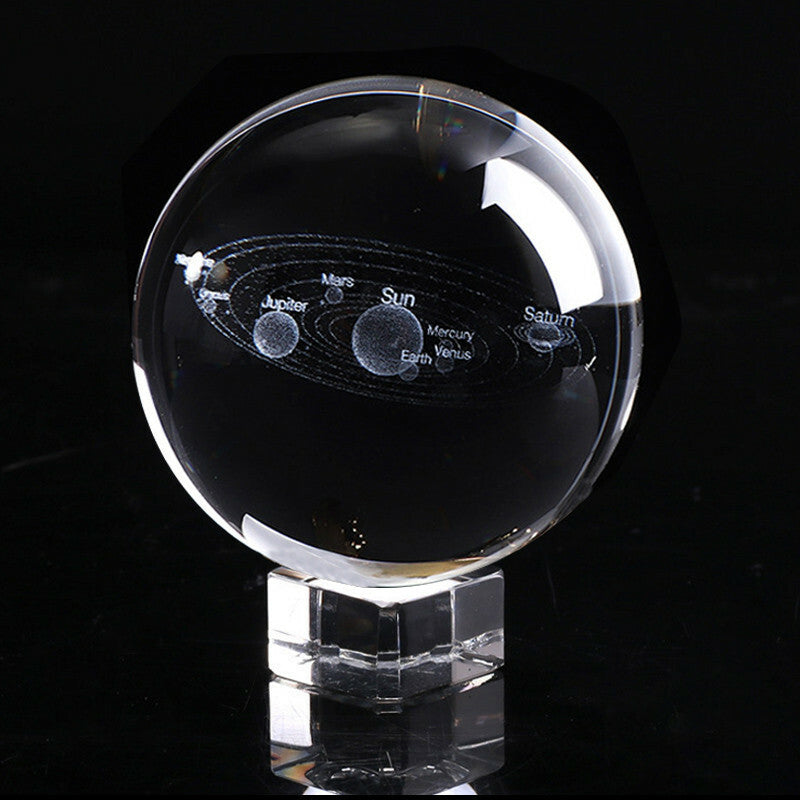 Laser Engraved Solar System Ball 3D Miniature Planets Model Sphere Glass Globe