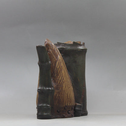 Collect Yixing Zisha Pottery Oid Duan Green Clay Handmade Bamboo Shoots Teapot