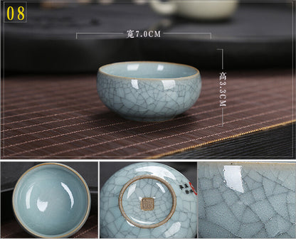Marked Tea Cup Crackle Glaze Brother Kiln Porcelain Cup Longquan Celadon Cup Tea