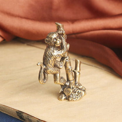 Tabletop Figurine Brass Monkey Animal Statue Small Sculpture Gifts