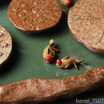 Handmade Purple Clay Mini Fish Tea Pet Figurines Tea Ceremony A Tea Set Table