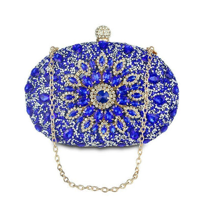 Silver Floral Crystal Clutch Bag Cell Phone Pocket Wallet Purse Handbag Nylon