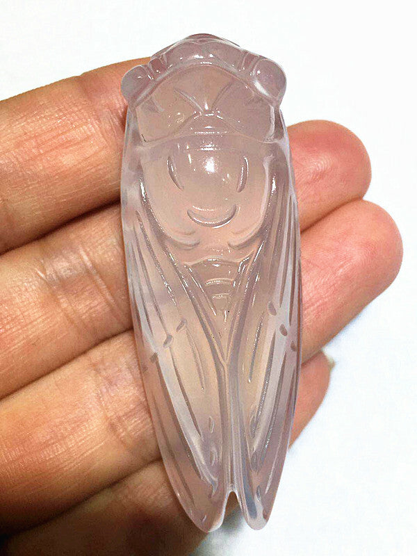 New Natural Quartz Crystal Carved Cicada Gems Pendant Necklace Reiki Jewelry