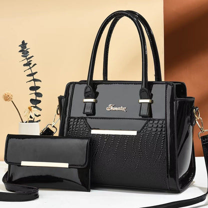 2 in1 Set Women Handbag PU Leather Messenger Shoulder Tote Purse Crossbody Bag
