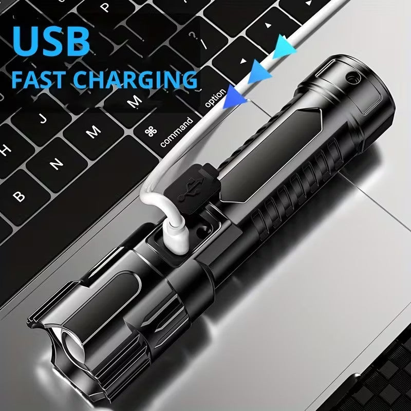 Mini Rechargeable LED Flashlight Tactical Police Super Bright Torch Zoomable Lot