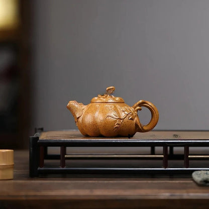 130ml Chinese Yixing Purple Clay Teapot Pumpkin Pot Home Kung Fu Tea Set Teapot