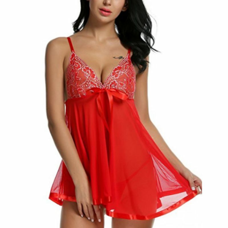 Mini Lace Sexy Hot Erotic Babydoll Dress Sexy Lingerie Women Lace Open Front