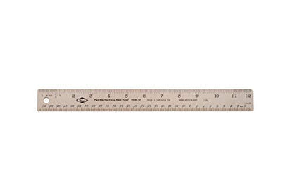 ALVIN 12" Stainless Steel Ruler w\ Non-skid Cork Backing-Measure curved Surfaces