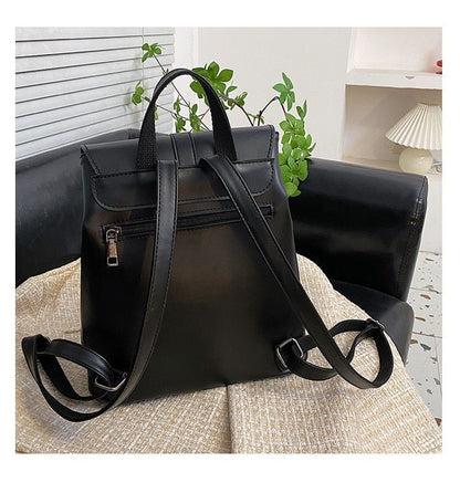 Women Drawstring Backpack Synthetic Leather School Bags Decoration Backpacks 1PC