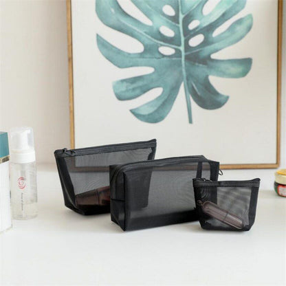 Black Cosmetic Bag Transparent Traveling Organizer Fashion Toiletry Makeup Pouch