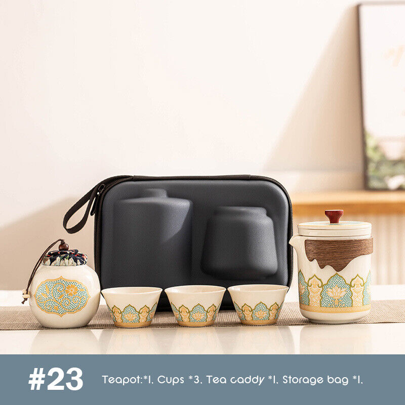 Outdoor Office Camping Tea Ceramic Set Porcelain Chinese Gongfu Tea Cup Set