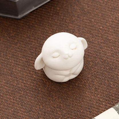 Pure White Small Tea Pet Ceramic Fine Workmanship Animal Beautiful Handmade