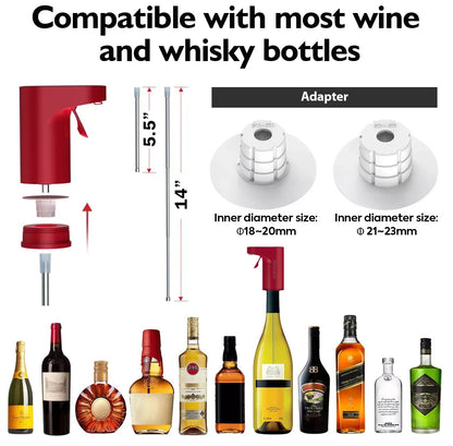 Rechargeable Electric Wine & Liquor Dispenser with Aerator Feature, Easy to Use
