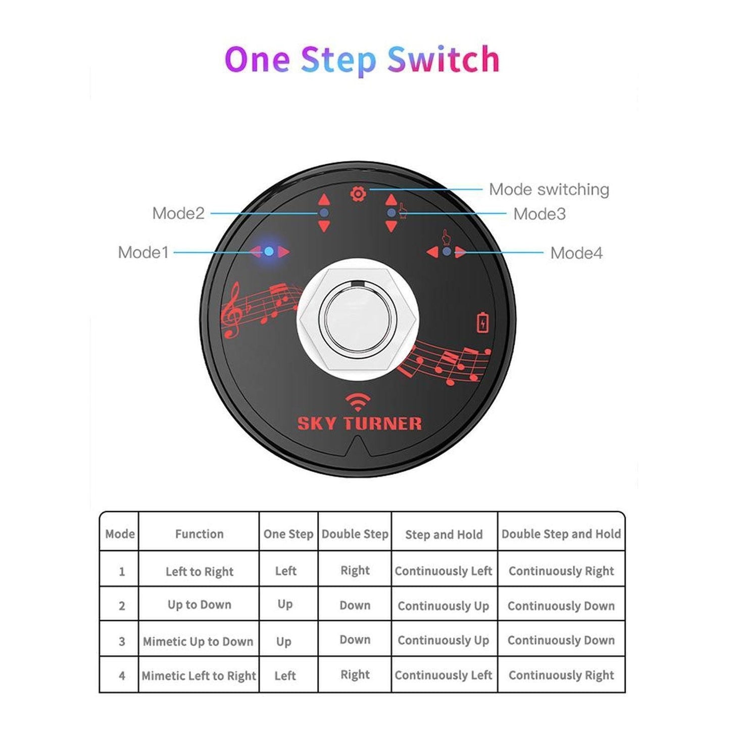 Bluetooth Reading Page Turning Pedal Rechargeable Foot Switch For Music Sheet