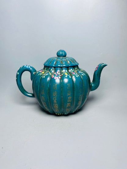 Chinese Yixing Zisha Clay Handmade Exquisite Teapot （珐琅彩筋纹 底款：徐友泉）