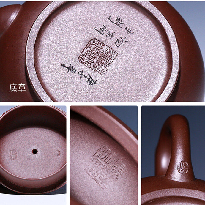 One Tea Pot 4 Matching Tea Cups Authentic Yixing Zisha Pot Marked Handmade Carve