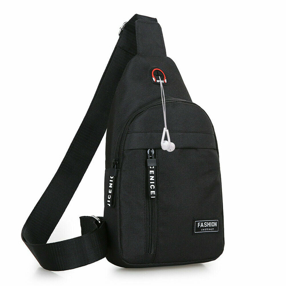 Fashion Shoulder Bag Chest Pack Canvas USB Charging Crossbody Handbag Waist Pack