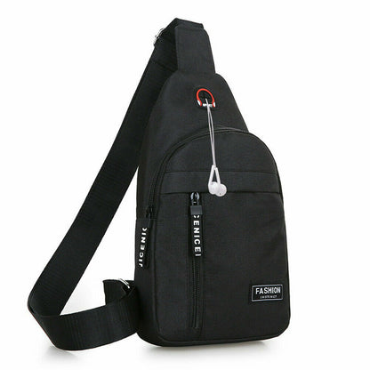 Fashion Shoulder Bag Chest Pack Canvas USB Charging Crossbody Handbag Waist Pack