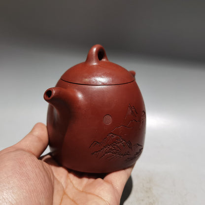 Chinese Yixing Zisha Clay Handmade Exquisite Teapot （秦权壶 底款：顾景舟）