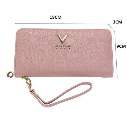 Female Leather Purse Wallets WomenClutch Handbag Ladies Long Clamps Card Holder