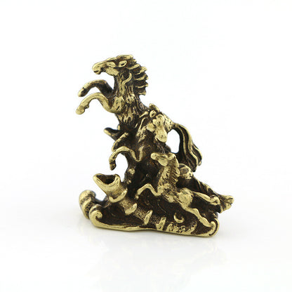 Brass Solid Horse Figurine Small Statue House Decoration Animal Figurines Toys