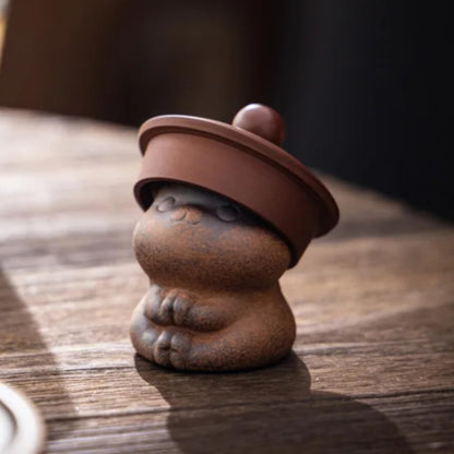 Old Rock Mud Cute Cat Tea Pet Ceramic 4.8cm Handmade Tea Table Decoration Retro
