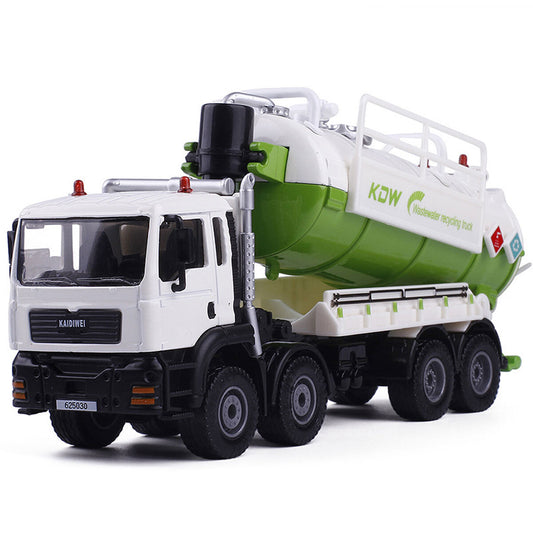 6.9" Sewage Recycling Truck Toy Model Car Diecast Toy Vehicle Boys Toys White