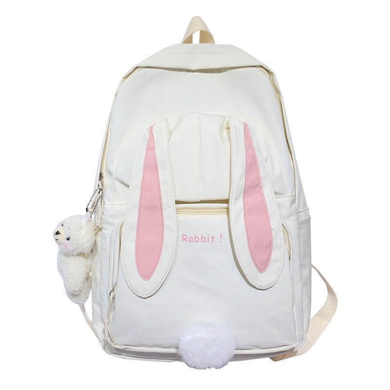 School Backpack Large Capacity Back Pack Nylon Cartoon Schoolbag Pink Blue White