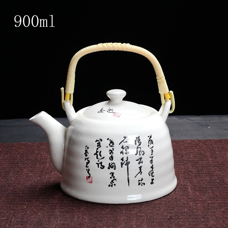 900ml China Porcelain Teapot With Strainer Net High Capacity Tea Pot For Hotel