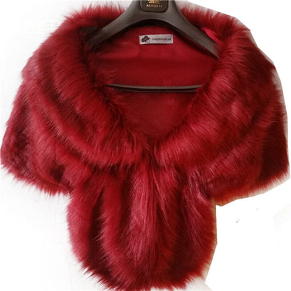 Elegant High-grade Bridal Wedding Luxury Fur Long Shawl Stole Wrap Shrug Scarf
