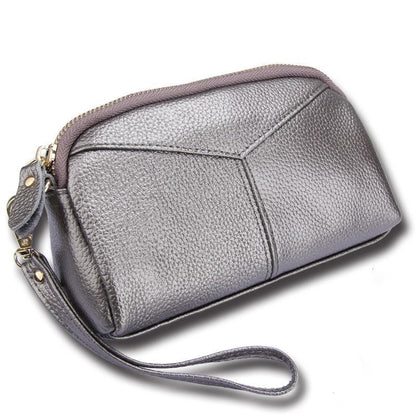 Casual Clutch Bag Genuine Cow Leather Wristlets Handbag Woman Wallet Soft Zipper