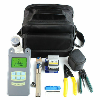 9 in 1 Fiber Optic FTTH Tool Kit Fiber Cleaver Optic Power Meter Wire Stripper