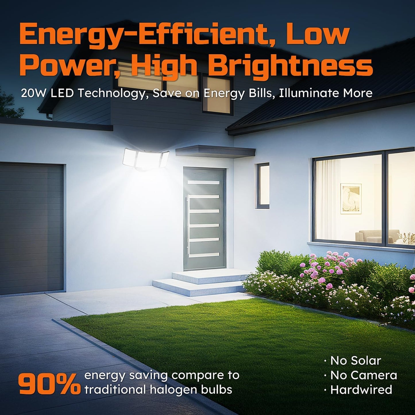 LED Security Lights Motion Sensor Outdoor, Dusk to Dawn 20W 3000LM Floodlight 65