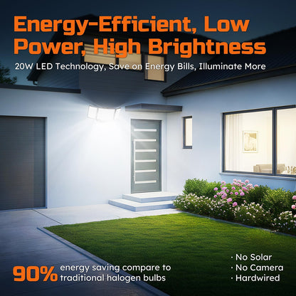 LED Security Lights Motion Sensor Outdoor, Dusk to Dawn 20W 3000LM Floodlight 65