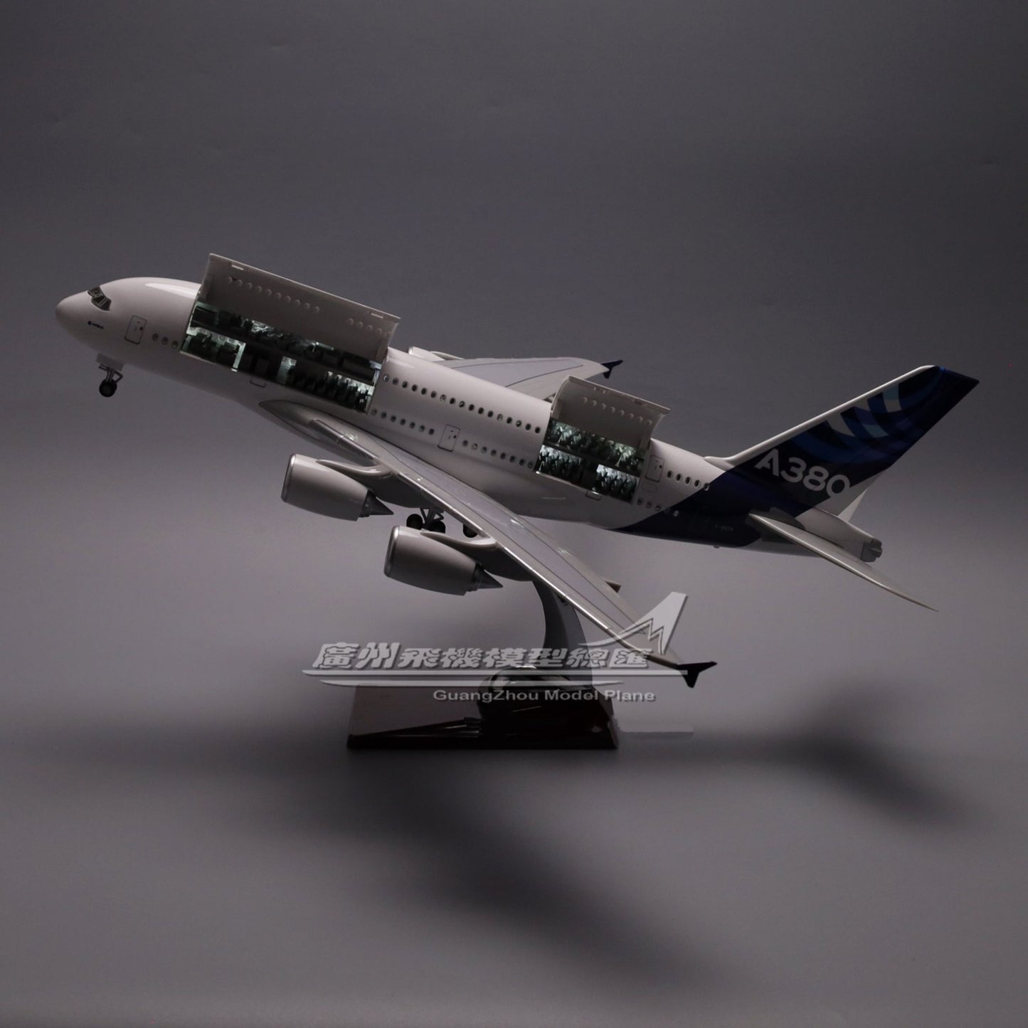 1:160 46CM AIRBUS A380 Passenger Airplane Led Sound- controll Light Resin Model