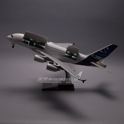 1:160 46CM AIRBUS A380 Passenger Airplane Led Sound- controll Light Resin Model