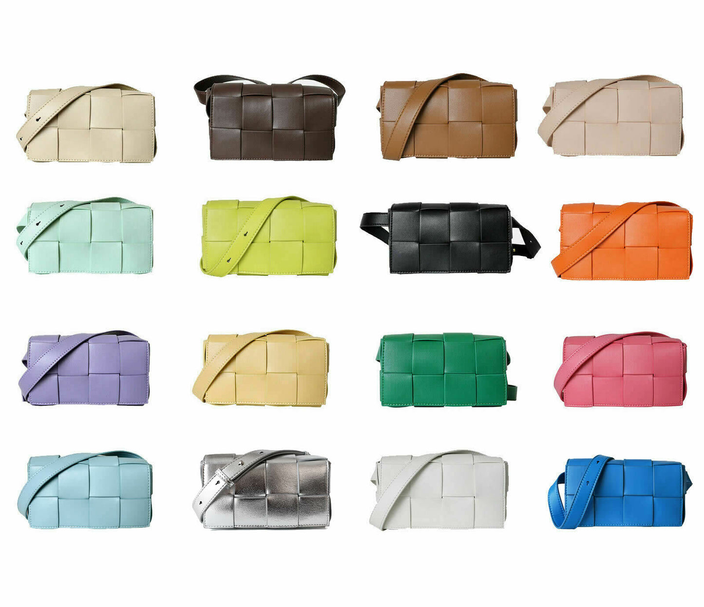 Mini Woven Real Leather Belt Bag Crossbody Sling Fanny Waist Pack Chain Clutch