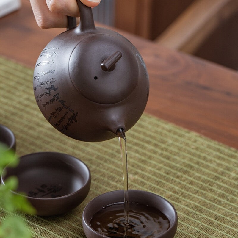 On Sales Real Yixing Zisha Tea Set Purple Clay Tea Pot 4 Cup Tea Canister Sealed